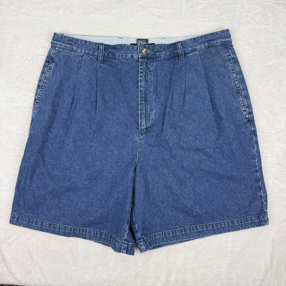 Tommy Hilfiger Y2K 2001 Mens Vintage Pleated Denim Shorts Medium Wash Blue Sz 38